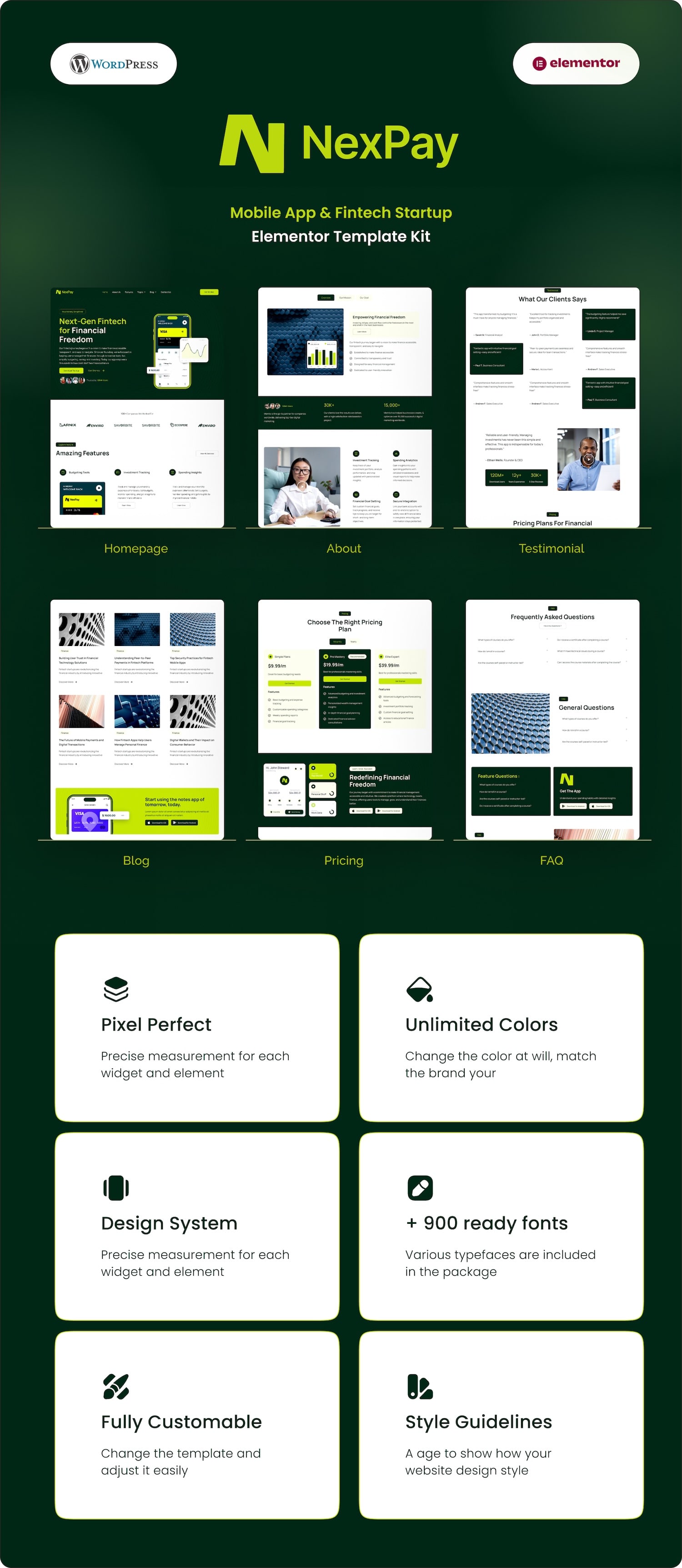 NexPay - Mobile App & Fintech Startup Elementor Pro Template Kit - 2